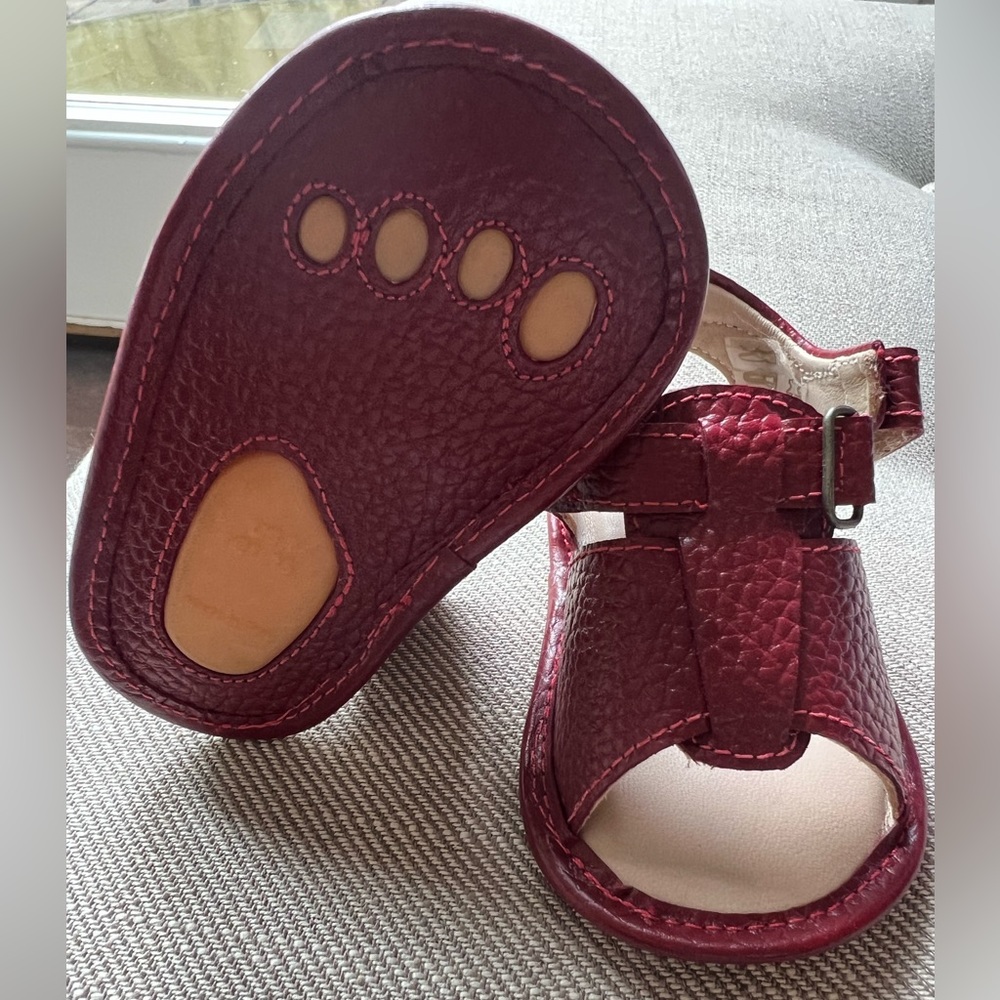 Petits Marcheurs Walker Sandals in red leather